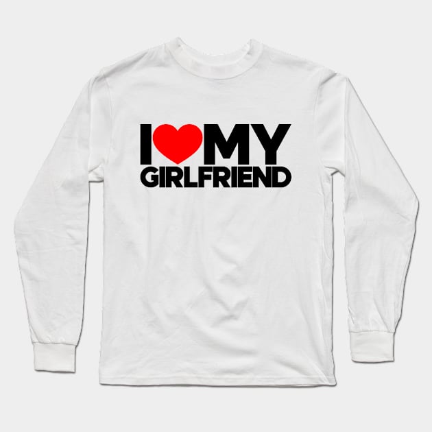 I Love My Girlfriend Red Hearts Love Couple Long Sleeve T-Shirt by Luluca Shirts